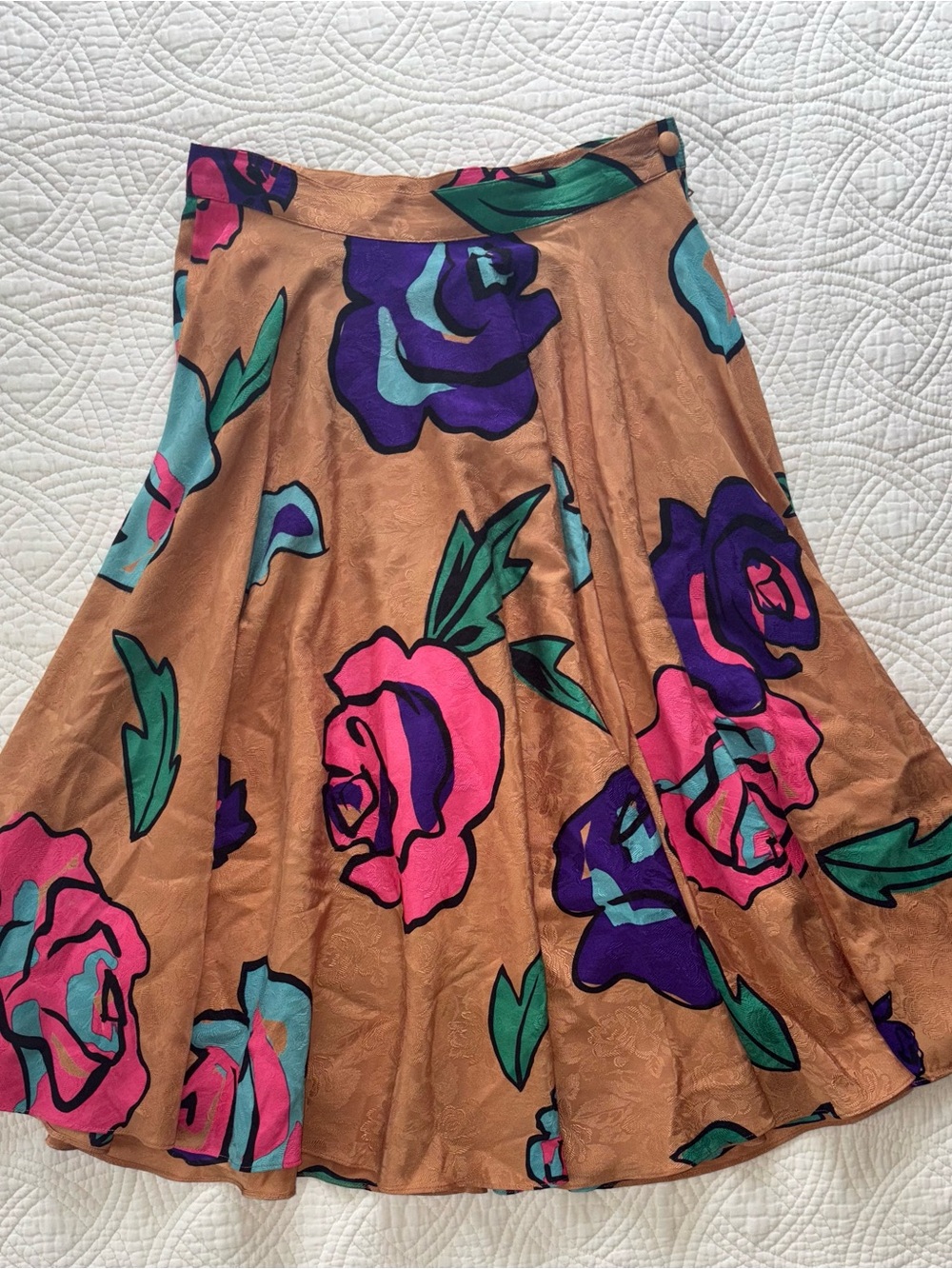 Silk Floral Vintage A-Line Skirt Size 4